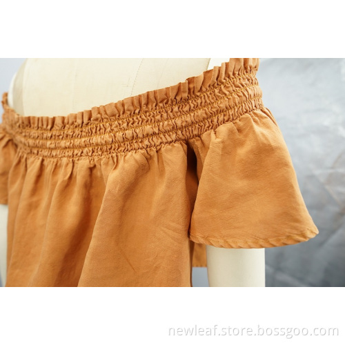 New fashionable Boat Neck Ruffle Short Sleeve Shirts